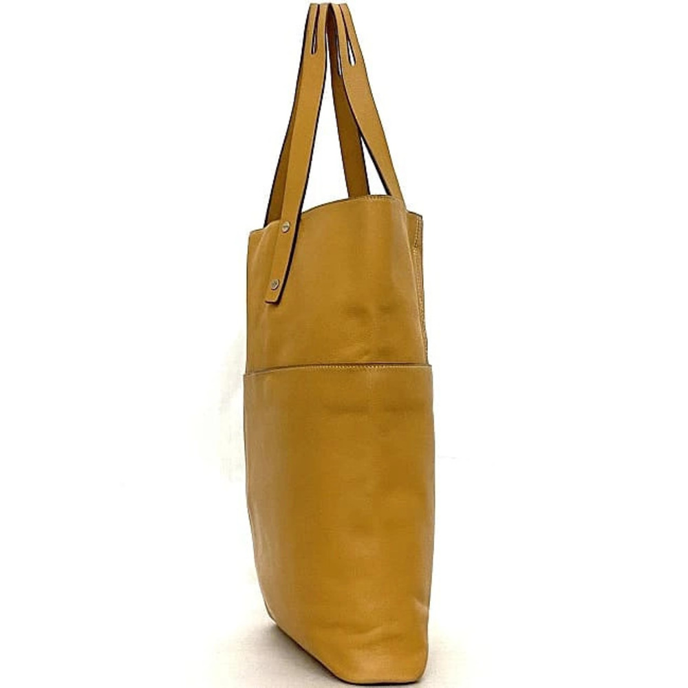 Loewe Clutch Leather Logo Bag Tan Tote Business Brown Camel